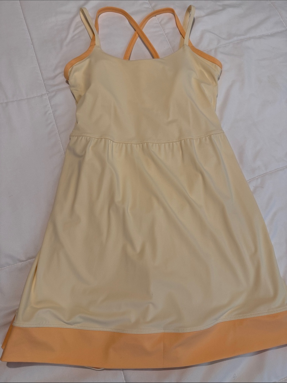 all in motion Pale Yellow Dress with Orange Trim